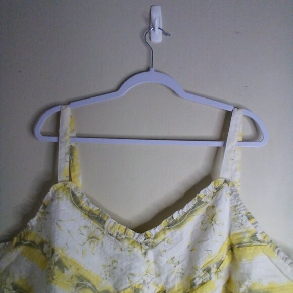 Cato Blouse Women 26 28 Sleeveless Tank Top Ruffle Feminine Yellow White - Picture 9 of 16